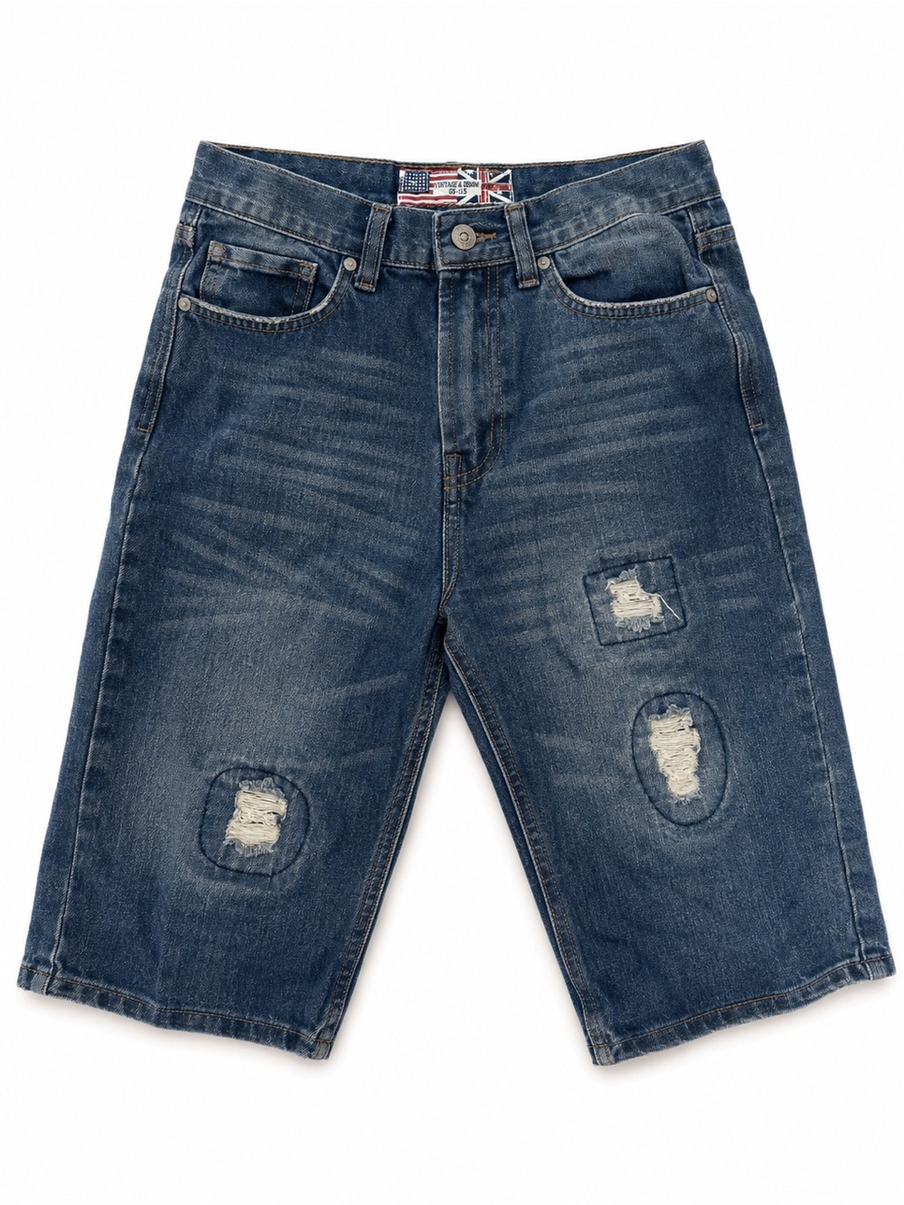 GS-115 Boys Size 18 Distressed Denim Shorts Dark Wash Baggy Jorts Y2K